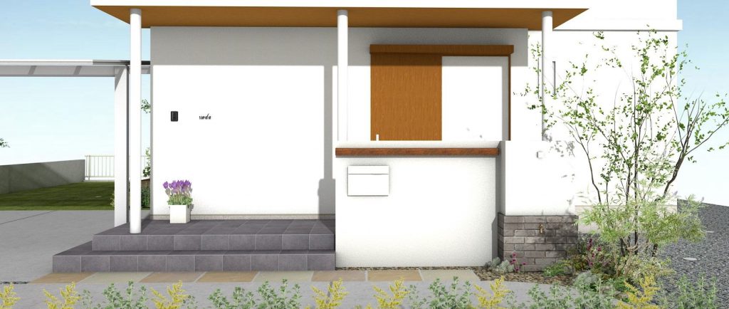 ブロック塀の事例　白塗装